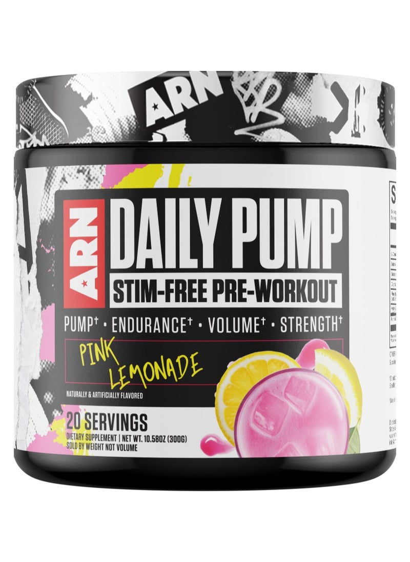 Arms Race Nutrition Daily Pump Stim / Caffeine Free Pre-Workout, 20 Servings (Pink Lemonade)