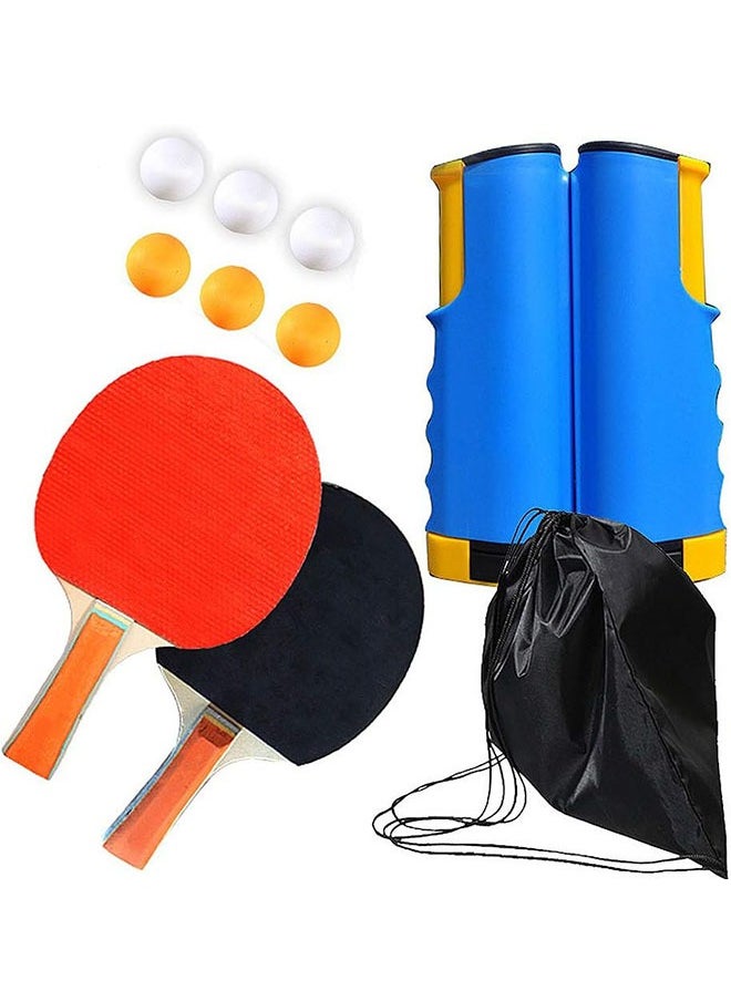 Professional Ping Pong Paddle Set with Retractable Net (Bracket Clamps), Balls, and Posts (6-Star) Regulation Table Tennis Accessories, Advanced Home Indoor or Outdoor Play, Storage Case