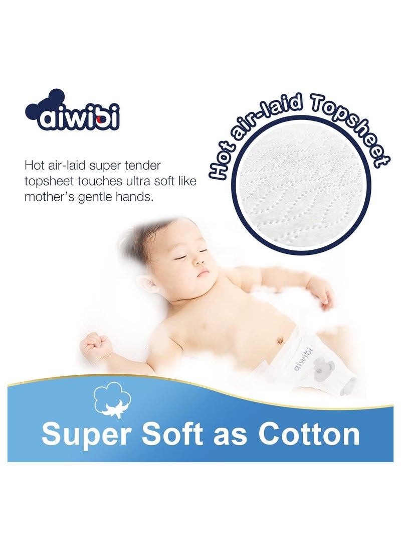 Aiwibi Diapers, Series Premium Nappy, Ultra-Soft and Absorption, Hypoallergenic and Leak-Proof (Medium, 62, count)