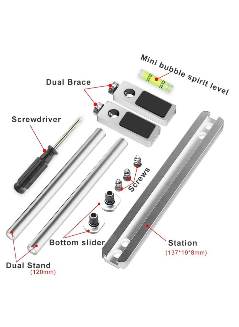 Graphics Card GPU Support Bracket  Adjustable Enhanced Aluminum GPU Sag Bracket Video Card GPU Stand Holder Graphics Card Support with Dual Stand Silver 128mm