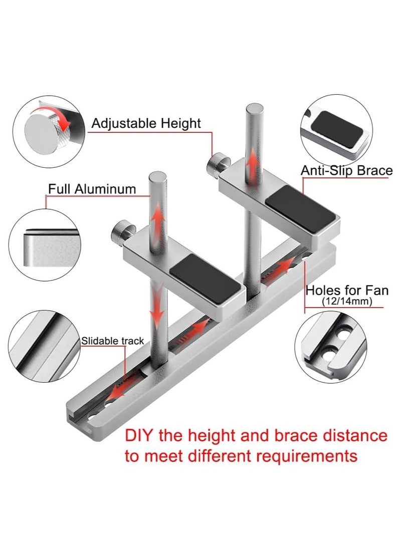 Graphics Card GPU Support Bracket  Adjustable Enhanced Aluminum GPU Sag Bracket Video Card GPU Stand Holder Graphics Card Support with Dual Stand Silver 128mm