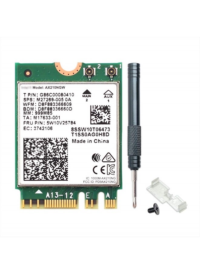 Wi-Fi 6E AX210NGW Wireless WiFi Card BT5.2 M.2 2230 Tri-Band Expands WiFi to 6GHz 160MHz 802.11ax ac MU-MIMO AX210 AX5400Mbps wifi 6E Network Card Better AX200NGW for PC Laptops Only for Windows 10 11