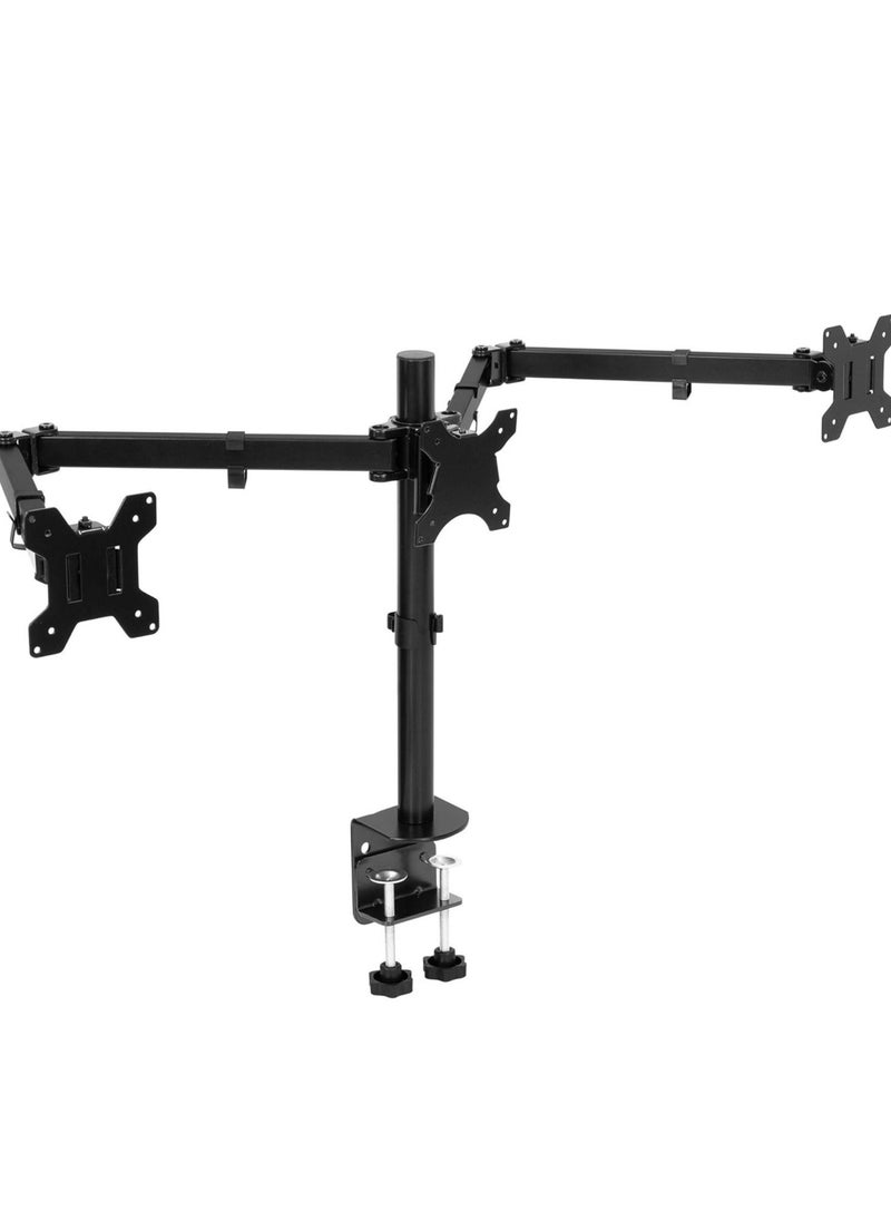 NEW Triple Monitor Desk Mount – 3 Screen Stand with Clamp & Grommet Base, Fits 24