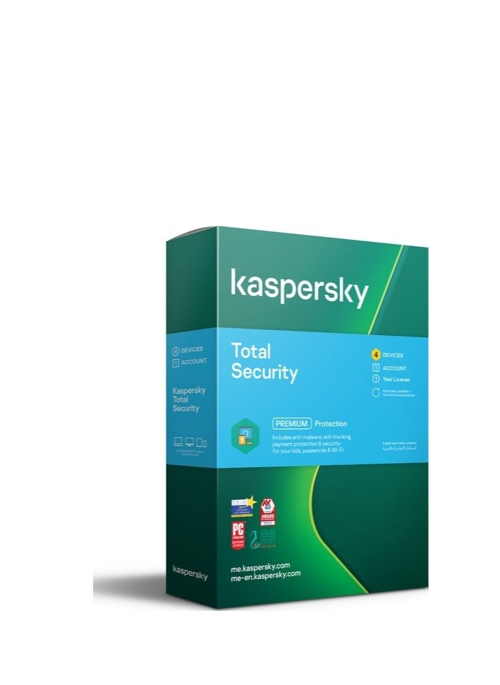 Kaspersky Total Security - 4 Devices - 1 Year Premium Protection