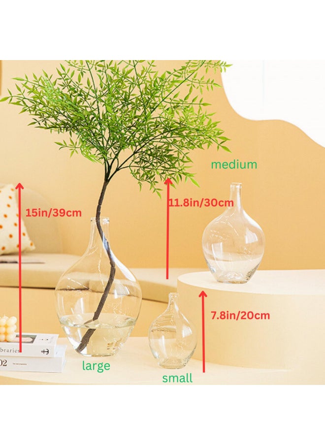 Small Glass Decorative Vase for Pampas Grass Flowers for Decor for Dining Table Centerpiece for Living Room Home, Shelf, Demijohn, 7.9 inch Tall, Clear