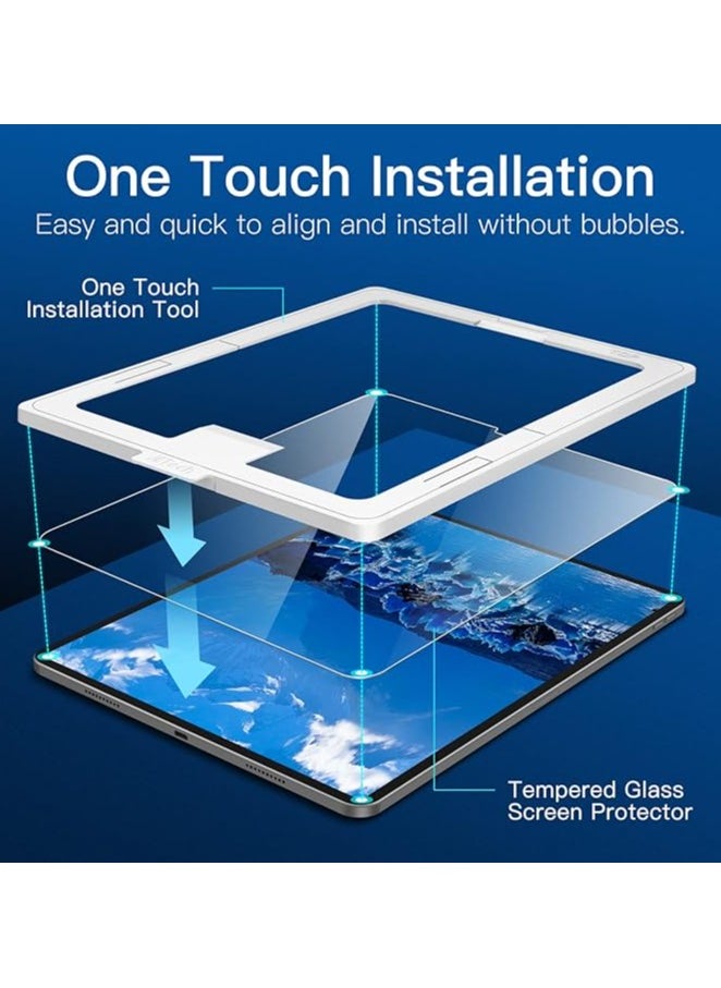 One Touch Screen Protector for iPad Pro 12.9-Inch (2022/2021/2020/2018 Model, 6th/5th/4th/3rd Generation), Tempered Glass Film with Auto-Alignment Frame, HD Clear