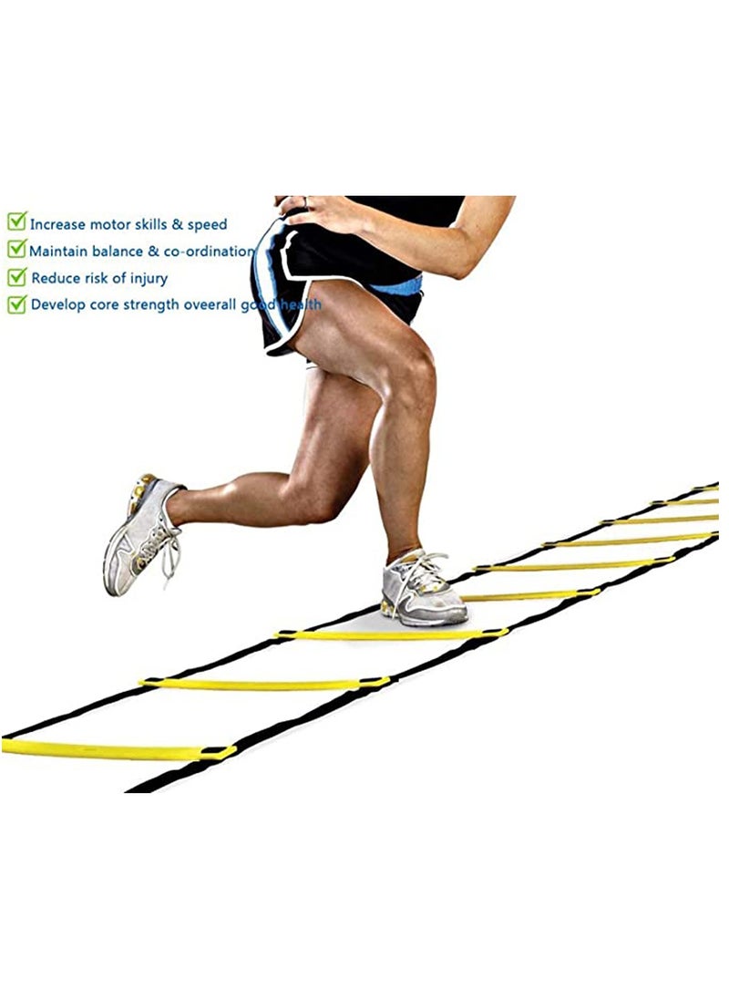 Agility Ladder, 12 Rung Adjustable Speed Ladder Training Ladder Speed Training Equipment with Carry Bag, Football Flexibility Training Jumping Ladder