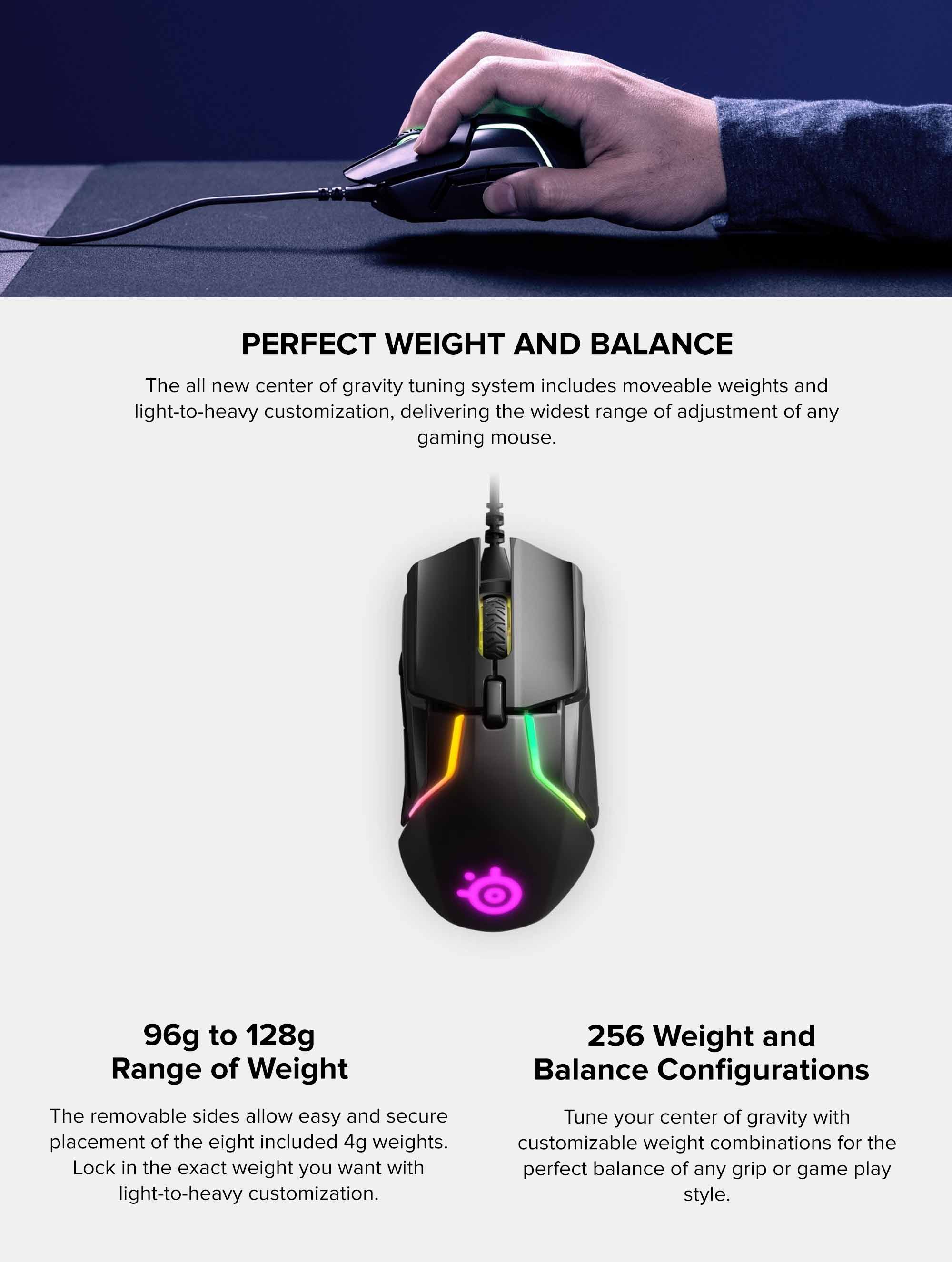 Rival 600 Dual Sensor Customizable Weight RGB Gaming Mouse