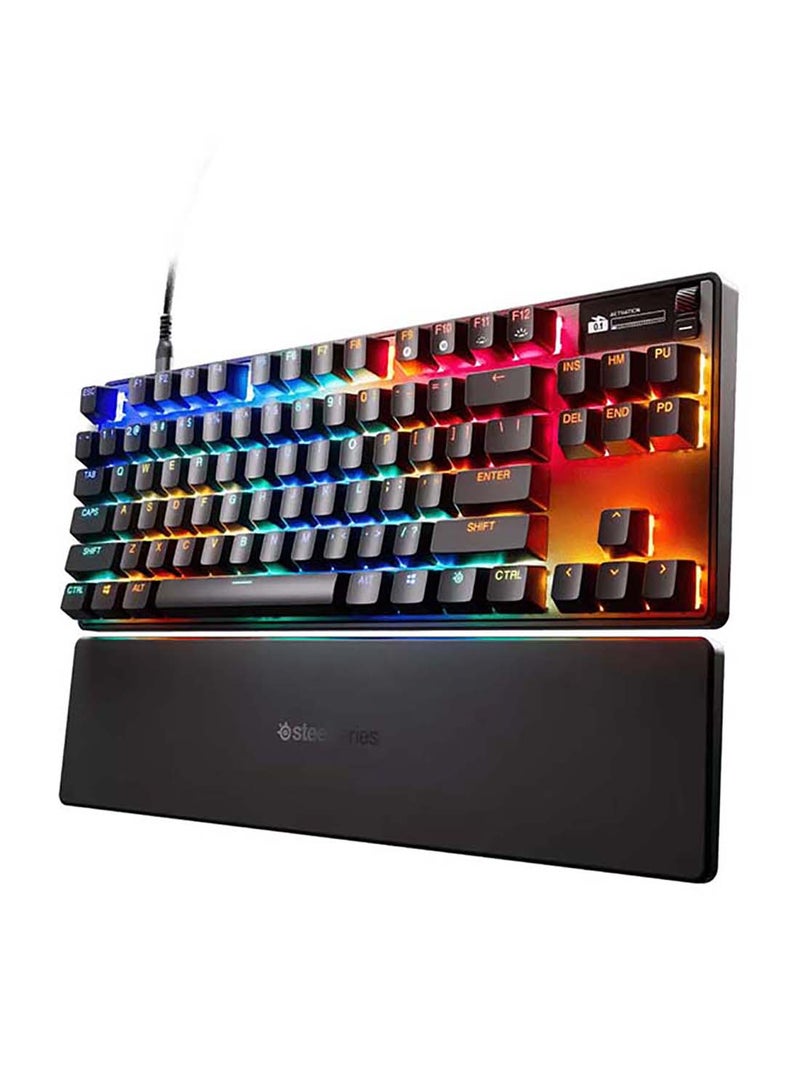 Apex Pro TKL Gen 3 Mechanical Gaming Keyboard – OmniPoint 3.0 Adjustable HyperMagnetic Switches (Up to 100M Keystrokes), Per-Key RGB Illumination, 0.7ms Response Time, 32-bit ARM Processor, 5 Custom Profiles, Adjustable Actuation Points (0.1mm - 4.0mm), OLED Smart Display, Rapid Trigger, Protection Mode, Esports-Ready, Wired, Compatible with Windows, Xbox, PlayStation, macOS | 64740