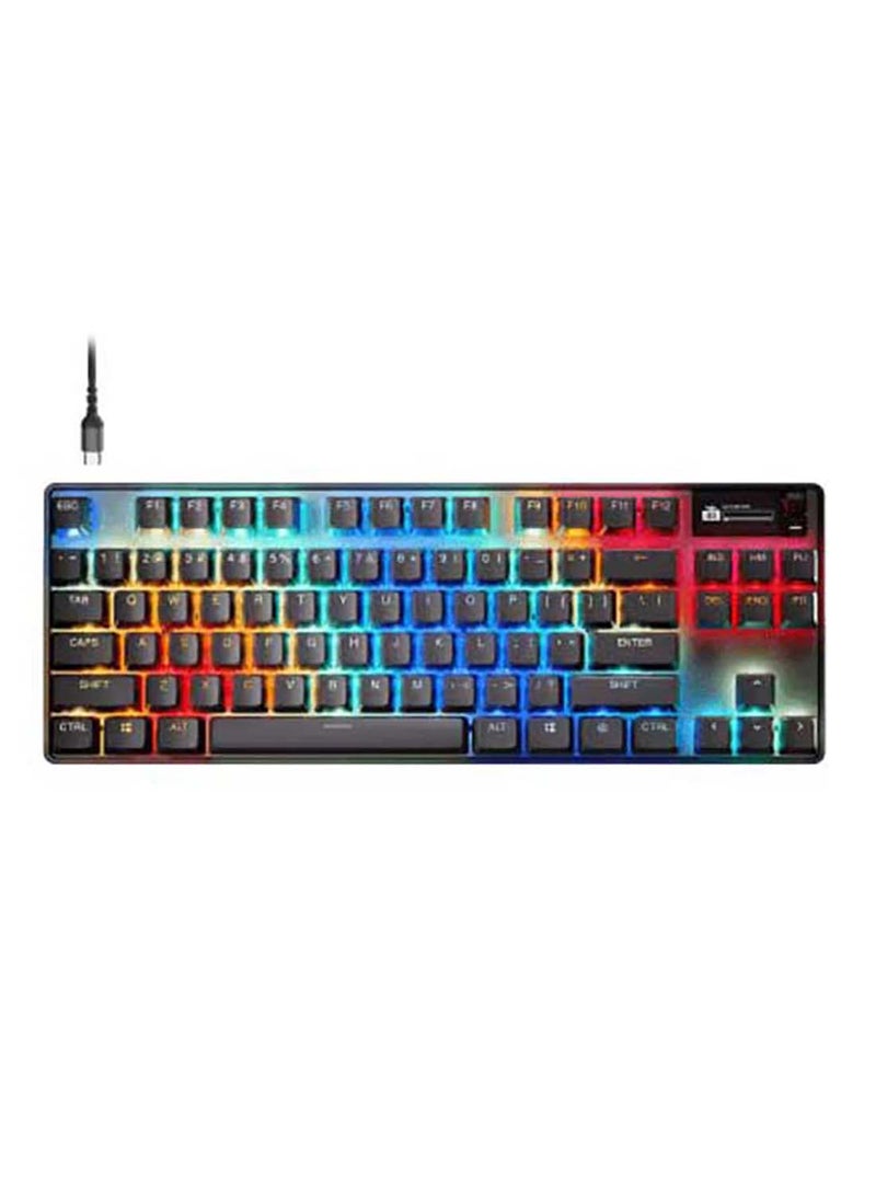 Apex Pro TKL Gen 3 Mechanical Gaming Keyboard – OmniPoint 3.0 Adjustable HyperMagnetic Switches (Up to 100M Keystrokes), Per-Key RGB Illumination, 0.7ms Response Time, 32-bit ARM Processor, 5 Custom Profiles, Adjustable Actuation Points (0.1mm - 4.0mm), OLED Smart Display, Rapid Trigger, Protection Mode, Esports-Ready, Wired, Compatible with Windows, Xbox, PlayStation, macOS | 64740