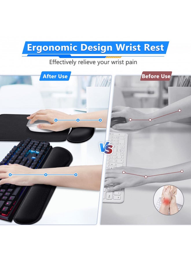 Gimars 3Pcs Memory Foam Keyboard Wrist Rest, Mouse Pad Wrist Support for Easy Typing Pain Relief, Ergonomic, Comfortable Keyboard Mouse Pad Set for Computer, Laptop, Home & Office