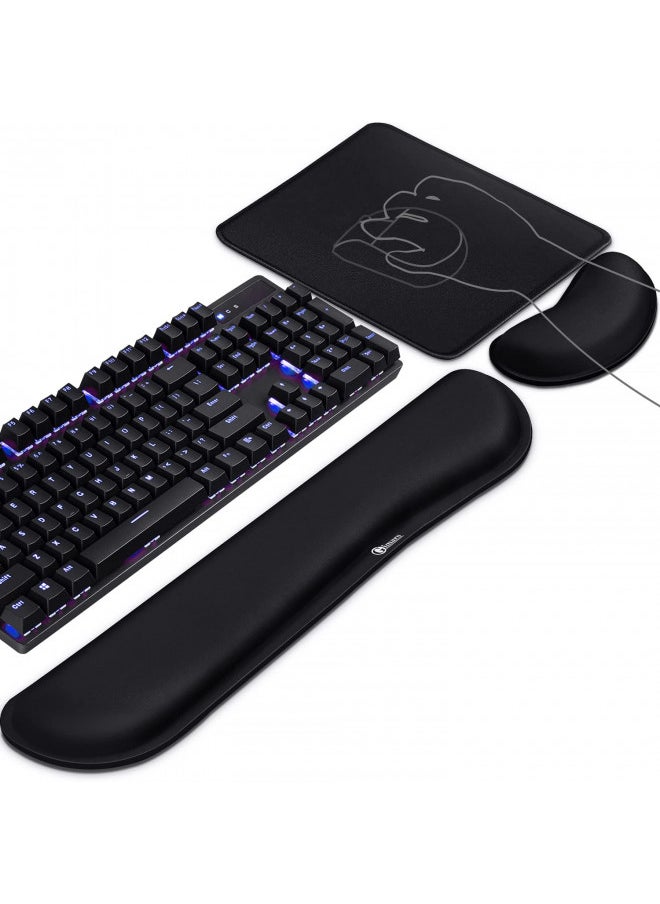 Gimars 3Pcs Memory Foam Keyboard Wrist Rest, Mouse Pad Wrist Support for Easy Typing Pain Relief, Ergonomic, Comfortable Keyboard Mouse Pad Set for Computer, Laptop, Home & Office