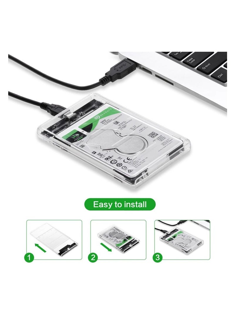 Transparent External Hard Disk Drive Enclosure with Tool-Free Design USB Type-C to Type-C