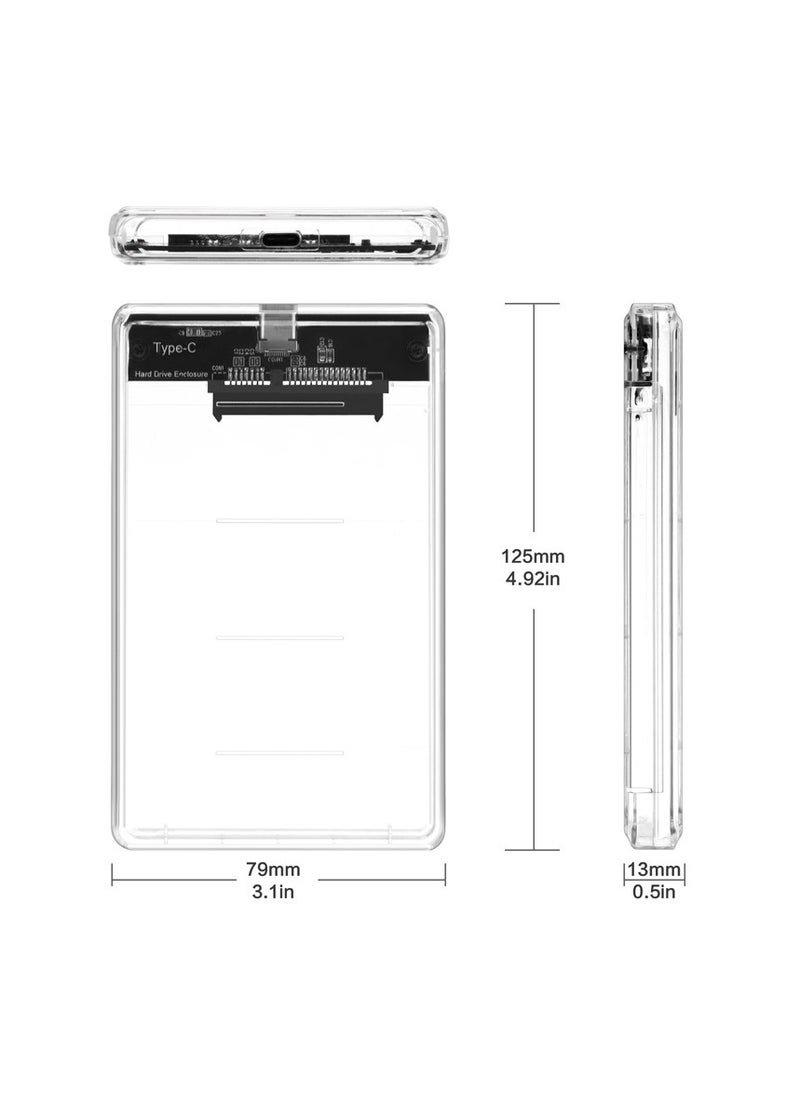 Transparent External Hard Disk Drive Enclosure with Tool-Free Design USB Type-C to Type-C