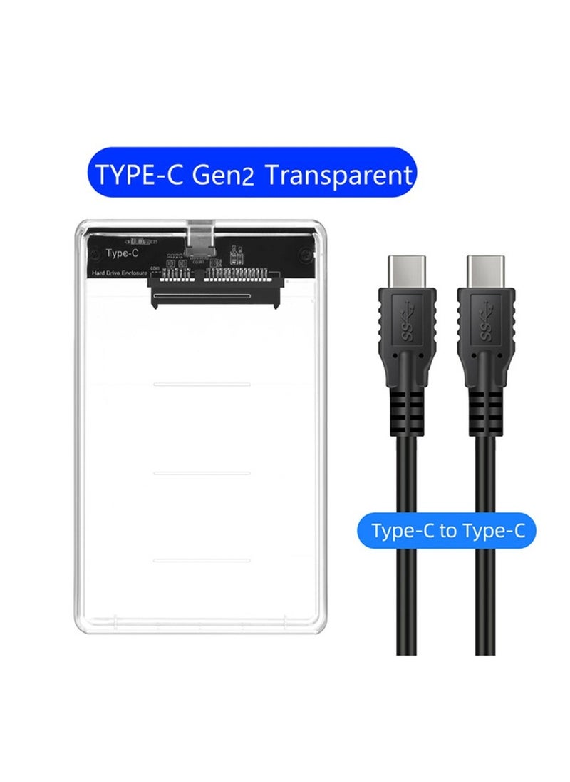 Transparent External Hard Disk Drive Enclosure with Tool-Free Design USB Type-C to Type-C