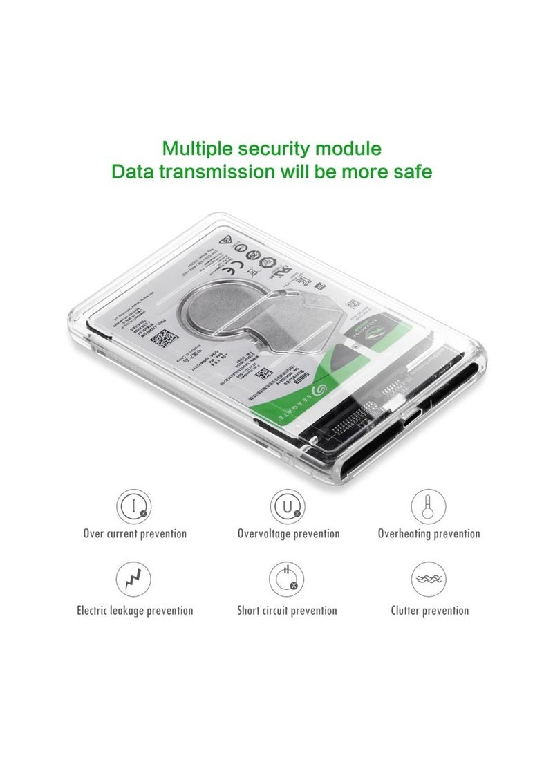 Transparent External Hard Disk Drive Enclosure with Tool-Free Design USB Type-C to Type-C