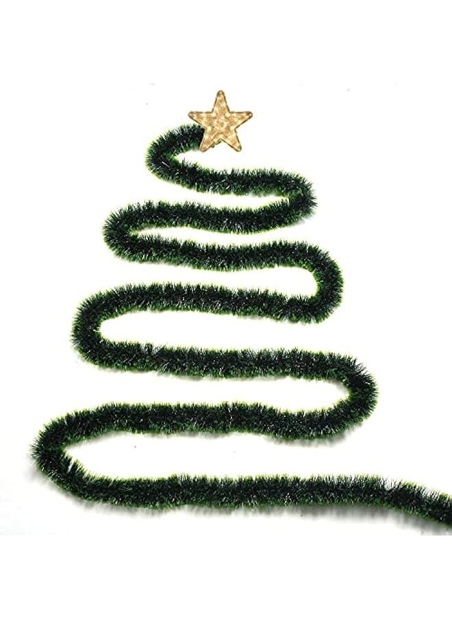 32.8 Ft Christmas Tinsel Garland,Green Glittering Decoration for Xmas Tree Party Wedding Supplies