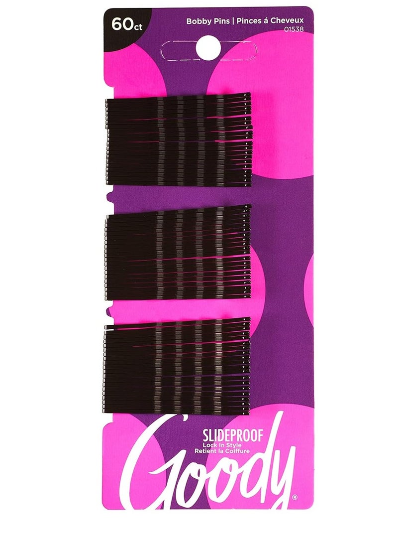 Goody SlideProof Bobby Pins, Black, 60-count (1942233)