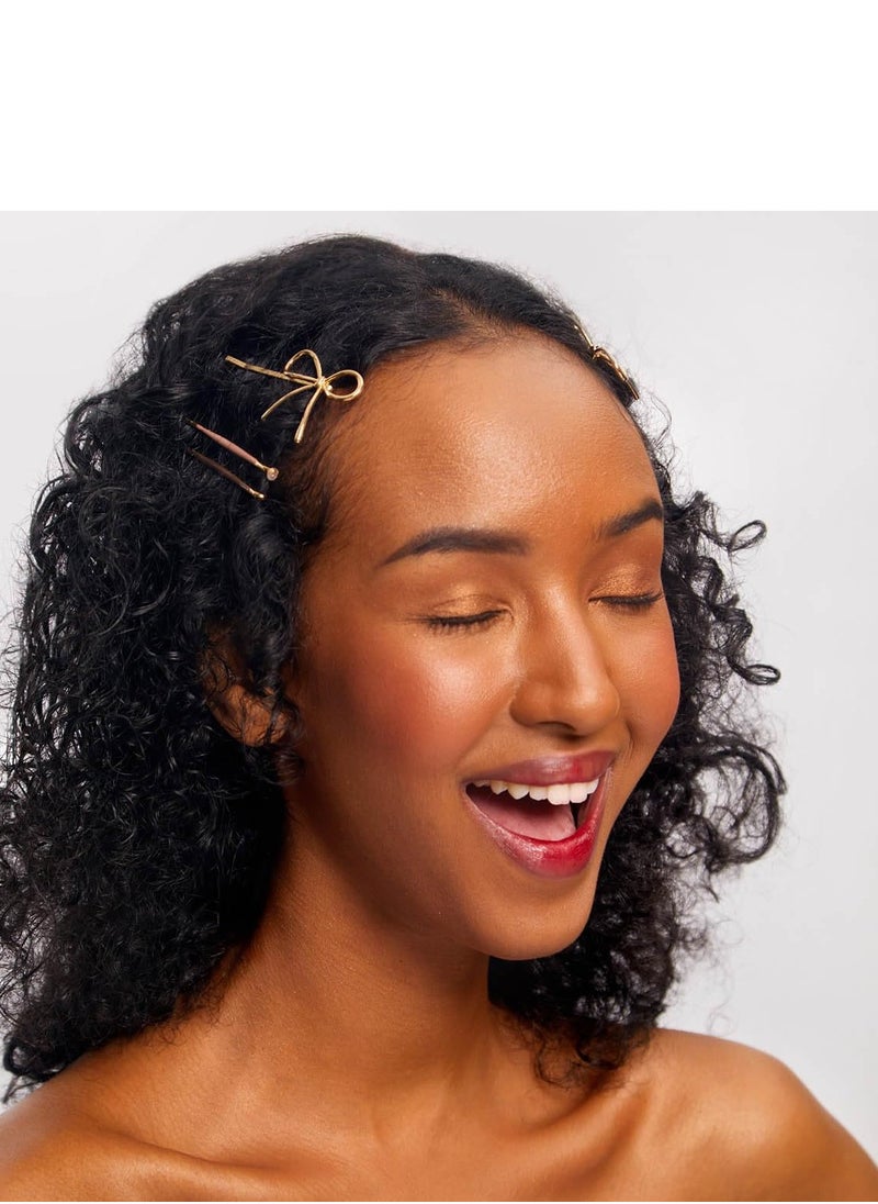 Kitsch Metal Hair Bobby Pins, 8 Count Barrettes for Women, Enamel Puffy & Bow Hair Pins, Hair Accessories & Bun Hair Clips for Girls, Use to Clip Ballet Hair Net, Great for All Hair Types, Rosewood
