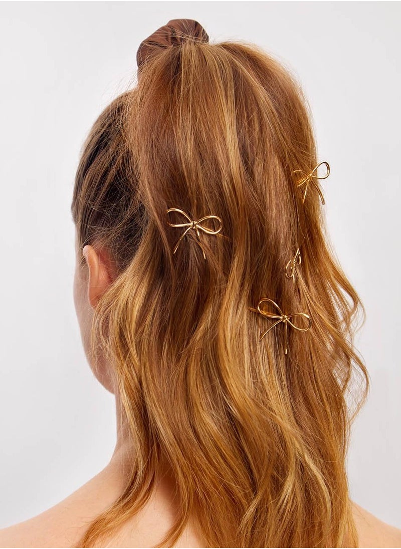 Kitsch Metal Hair Bobby Pins, 8 Count Barrettes for Women, Enamel Puffy & Bow Hair Pins, Hair Accessories & Bun Hair Clips for Girls, Use to Clip Ballet Hair Net, Great for All Hair Types, Rosewood