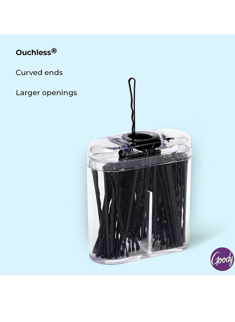 Goody Bobby Pin Box With Magnetic Top - 75 Count, Black - Slideproof And Lock In Place - Suitable For All Hair Types - Pain-Free Hair Accessories For Men, Women, Boys And Girls - All Day Comfort