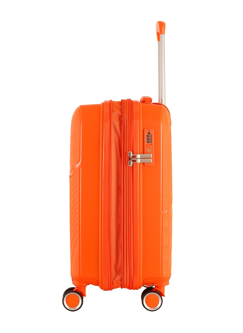 H.T Luggage Bag, Hard Case Polypropylene (PP) Material, 8x360 Degree Rotation Spinner Wheels, Matching Color Suitcases, Expandable Trolley Bag, Telescopic Handle, TSA Lock, SKU 13504