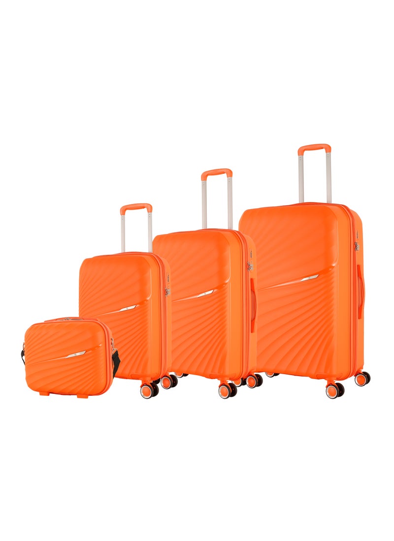 H.T Luggage Bag, Hard Case Polypropylene (PP) Material, 8x360 Degree Rotation Spinner Wheels, Matching Color Suitcases, Expandable Trolley Bag, Telescopic Handle, TSA Lock, SKU 13504