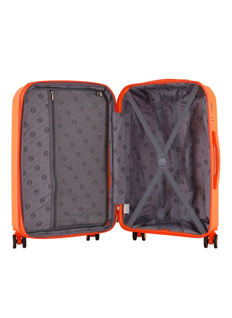 H.T Luggage Bag, Hard Case Polypropylene (PP) Material, 8x360 Degree Rotation Spinner Wheels, Matching Color Suitcases, Expandable Trolley Bag, Telescopic Handle, TSA Lock, SKU 13504