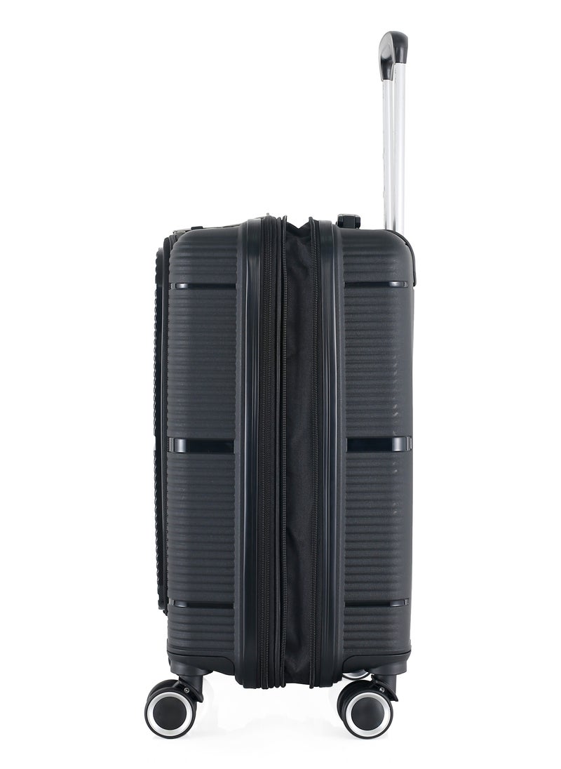 H.T Luggage Bag, Hard Case Polypropylene (PP) Material, 8x360 Degree Rotation Spinner Wheels, Matching Color Suitcases, Expandable Trolley Bag, Telescopic Handle, TSA Lock, SKU 13627