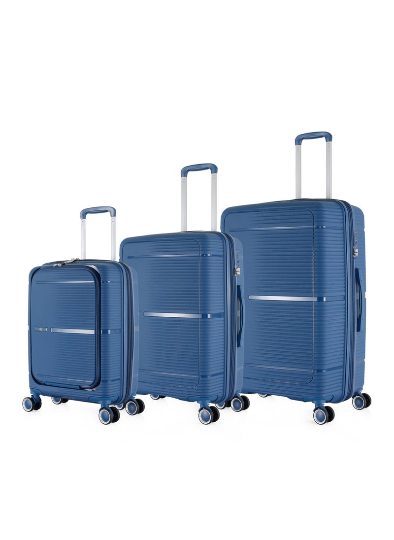H.T Luggage Bag, Hard Case Polypropylene (PP) Material, 8x360 Degree Rotation Spinner Wheels, Matching Color Suitcases, Expandable Trolley Bag, Telescopic Handle, TSA Lock, SKU 13627