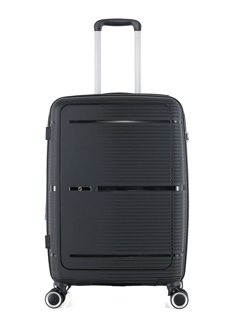 H.T Luggage Bag, Hard Case Polypropylene (PP) Material, 8x360 Degree Rotation Spinner Wheels, Matching Color Suitcases, Expandable Trolley Bag, Telescopic Handle, TSA Lock, SKU 13627