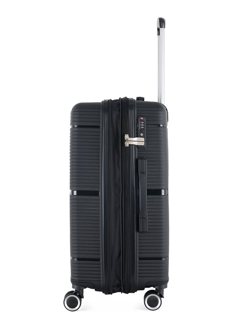 H.T Luggage Bag, Hard Case Polypropylene (PP) Material, 8x360 Degree Rotation Spinner Wheels, Matching Color Suitcases, Expandable Trolley Bag, Telescopic Handle, TSA Lock, SKU 13627