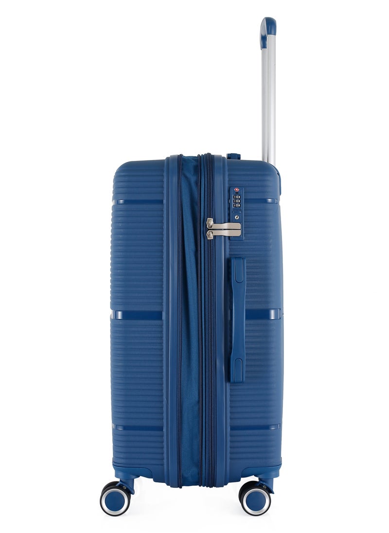 H.T Luggage Bag, Hard Case Polypropylene (PP) Material, 8x360 Degree Rotation Spinner Wheels, Matching Color Suitcases, Expandable Trolley Bag, Telescopic Handle, TSA Lock, SKU 13627