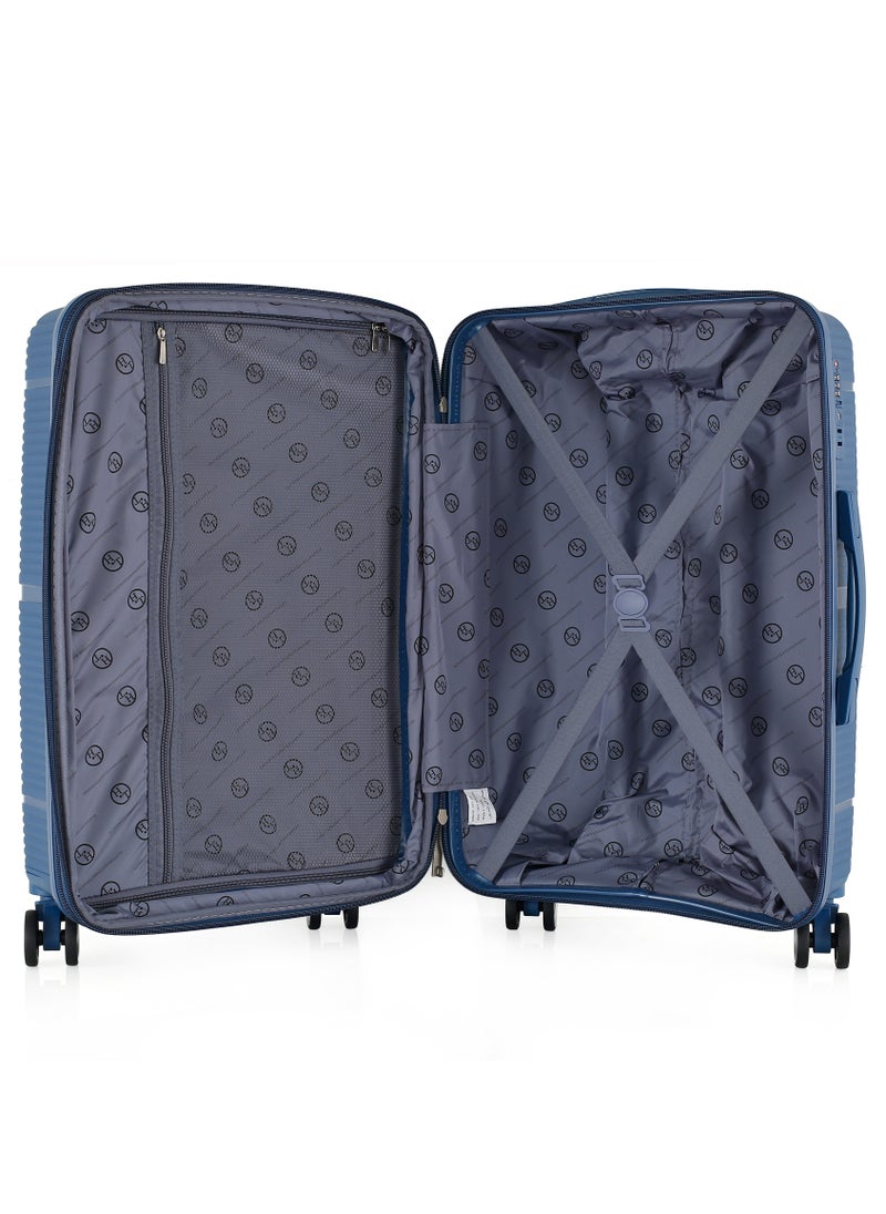 H.T Luggage Bag, Hard Case Polypropylene (PP) Material, 8x360 Degree Rotation Spinner Wheels, Matching Color Suitcases, Expandable Trolley Bag, Telescopic Handle, TSA Lock, SKU 13627