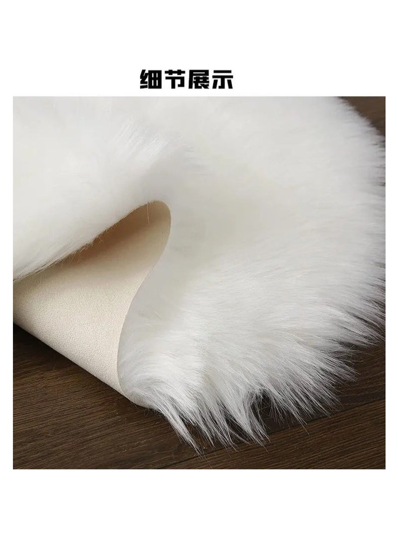 3Pcs set, 1Pc couch carpet 180*60cm,1Pc Half couch carpet 90*60cm, 1Pc Pillow with filling 45*45cm,Soft Faux Fluffy Rugs Artificial Sheepskin Long Hair Carpet Floor Wool Fluffy Mat, Imitation Wool