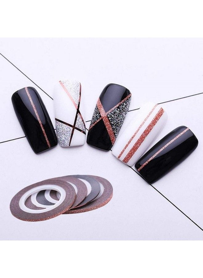 8 Rolls Rose Gold Nail Striping Tape Line Decoration Matte Texture Nail Striping Decal Foil Tips Tape Line For Diy Nail Art Decorations