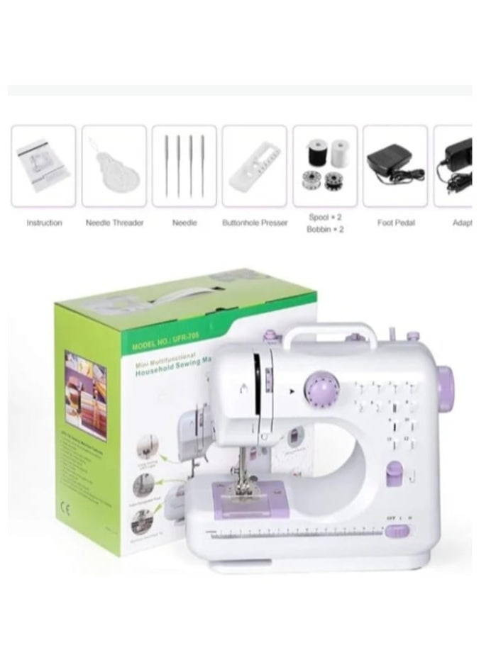 Electric Sewing Machine, Portable Household Machine, Multi-functional Crafting and Adjustable Speed, 12 Stitch Patterns for Kids, Parents, Beginners, Hobbyists, Lightweight