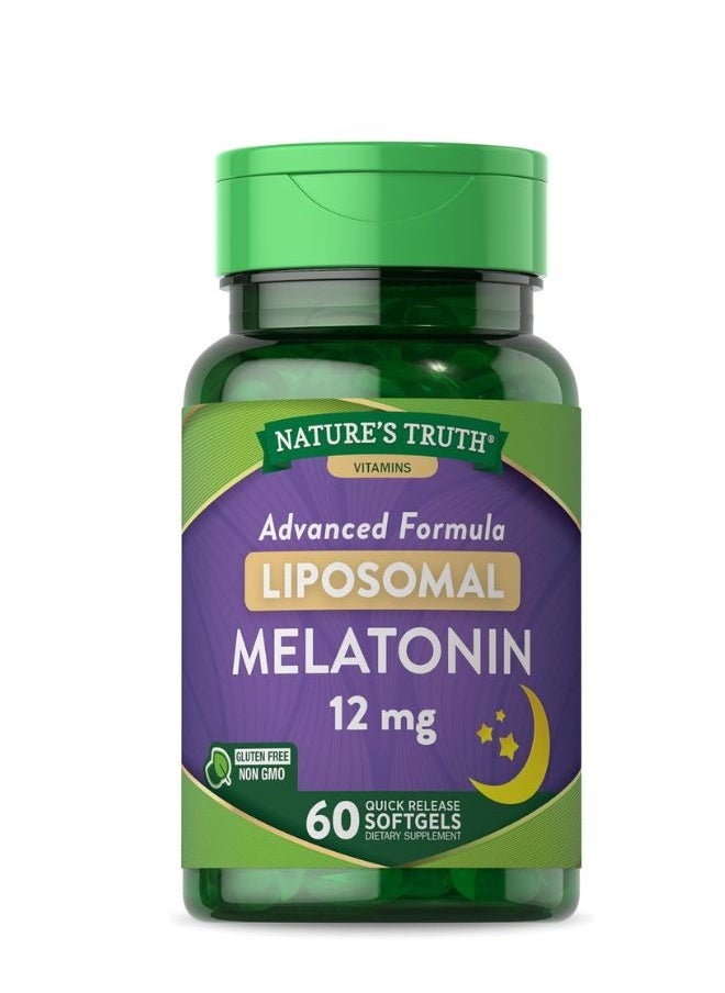 Nature's Truth Melatonin 12mg | 60 Quick Release Softgels | Advanced Liposomal Formula | Non-GMO & Gluten Free Supplement