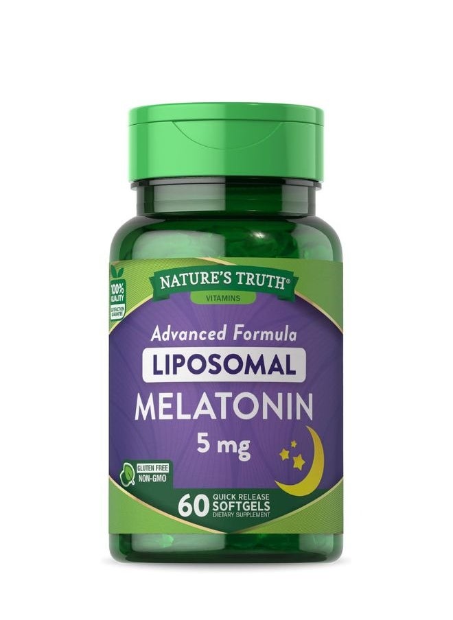 Nature's Truth Liposomal Melatonin Softgels | 5mg | 60 Count | Non-GMO & Gluten Free Supplement