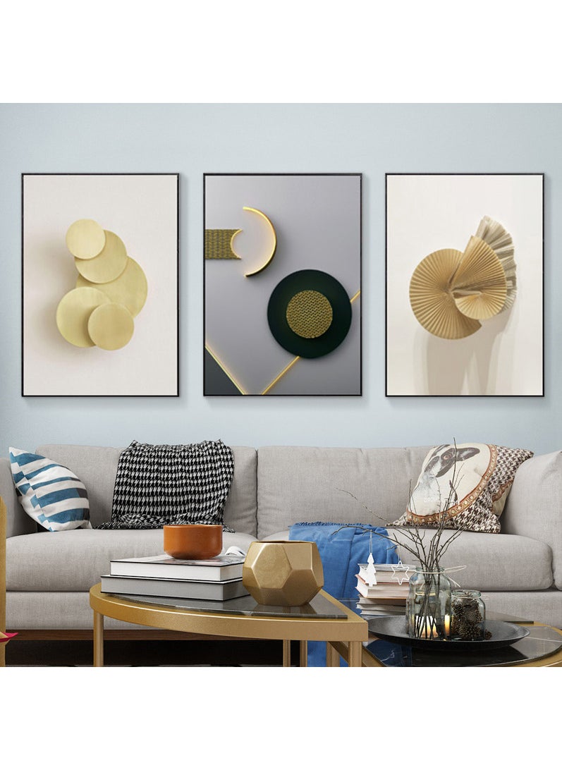 3PCS Wall Art Bright Style Minimalist Decor Modern Abstract Canvas Prints Poster Picture Framed Paintings Decorations
