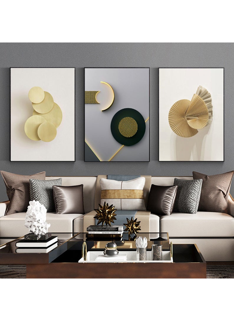 3PCS Wall Art Bright Style Minimalist Decor Modern Abstract Canvas Prints Poster Picture Framed Paintings Decorations