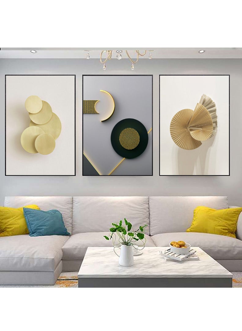3PCS Wall Art Bright Style Minimalist Decor Modern Abstract Canvas Prints Poster Picture Framed Paintings Decorations