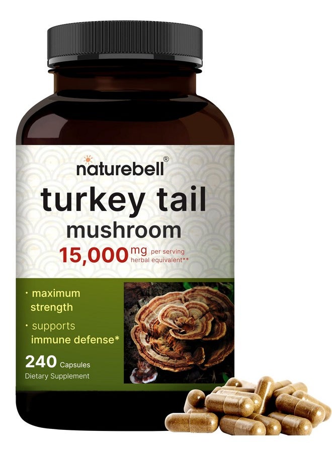 Advanced Turkey Tail Quercetin Supplements, Turkey Tail (Coriolus Versicolor) with Quercetin 1100mg Per Serving, 180 Counts, 2 in 1 Formula, Immune System Booster, Daily Mushroom Mycelium Supplement