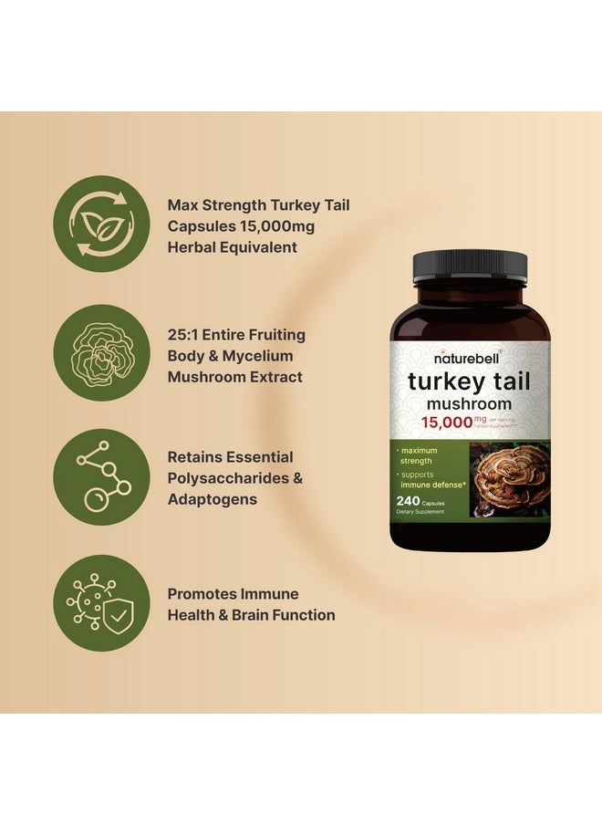 Advanced Turkey Tail Quercetin Supplements, Turkey Tail (Coriolus Versicolor) with Quercetin 1100mg Per Serving, 180 Counts, 2 in 1 Formula, Immune System Booster, Daily Mushroom Mycelium Supplement