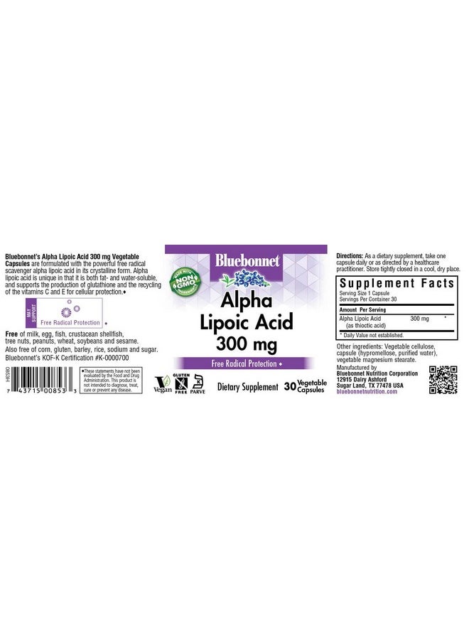 BLUEBONNET NUTRITION ALPHA LIPOIC ACID 300 mg