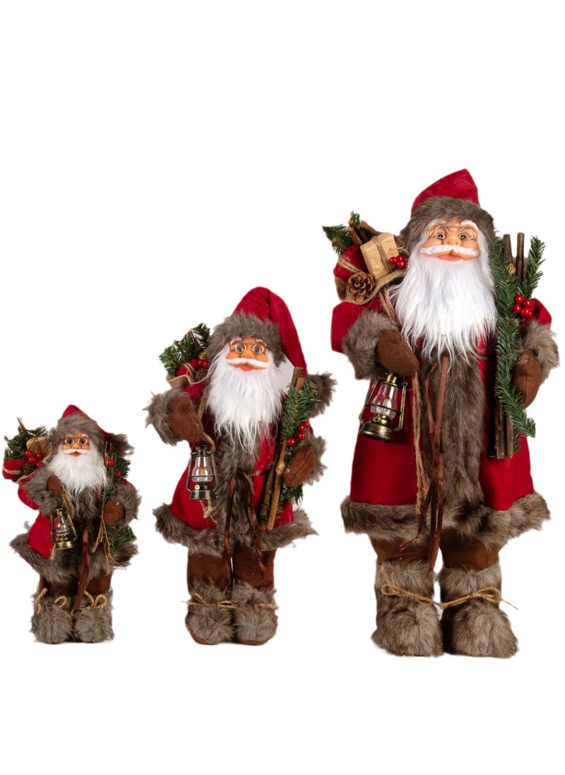 3pc Christmas Santa Figurines,Hand Crafted Traditional Santa Claus Doll Chritsmas Decoration for Home Office Table Xmas Party Ornament Gift