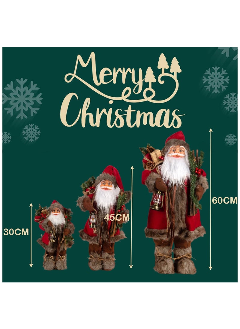 3pc Christmas Santa Figurines,Hand Crafted Traditional Santa Claus Doll Chritsmas Decoration for Home Office Table Xmas Party Ornament Gift