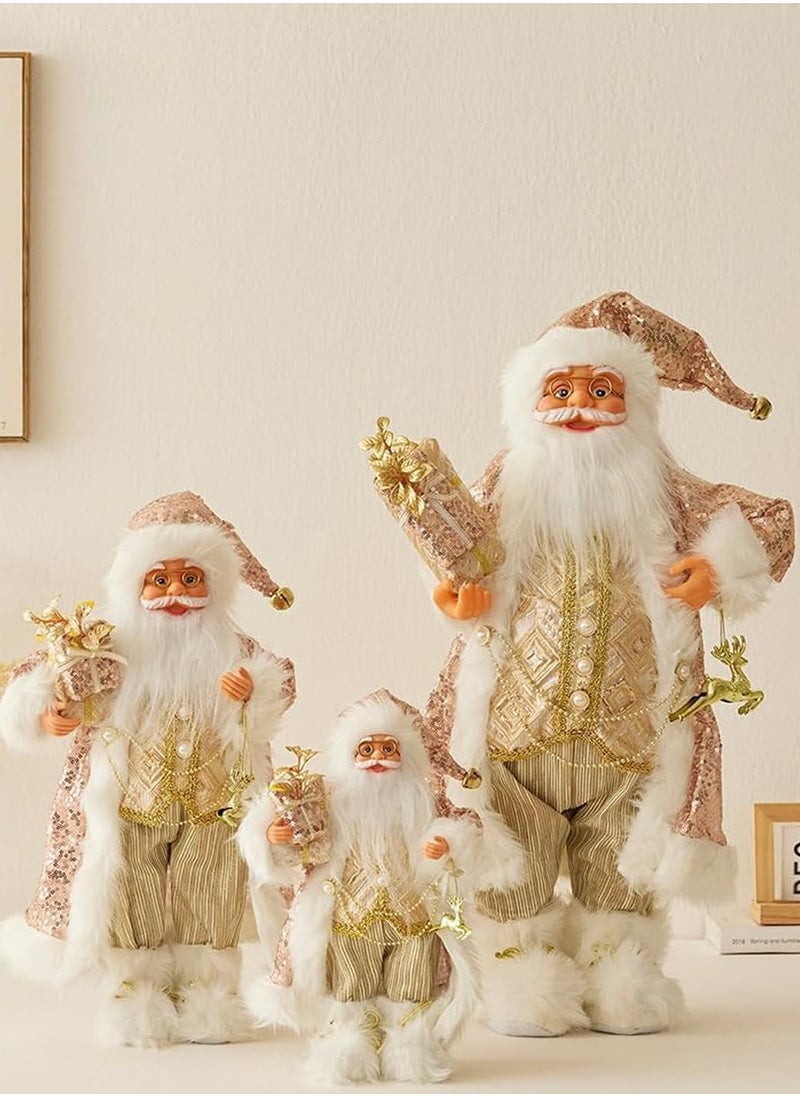 3pc Christmas Santa Figurines,Hand Crafted Traditional Santa Claus Doll Chritsmas Decoration for Home Office Table Xmas Party Ornament Gift