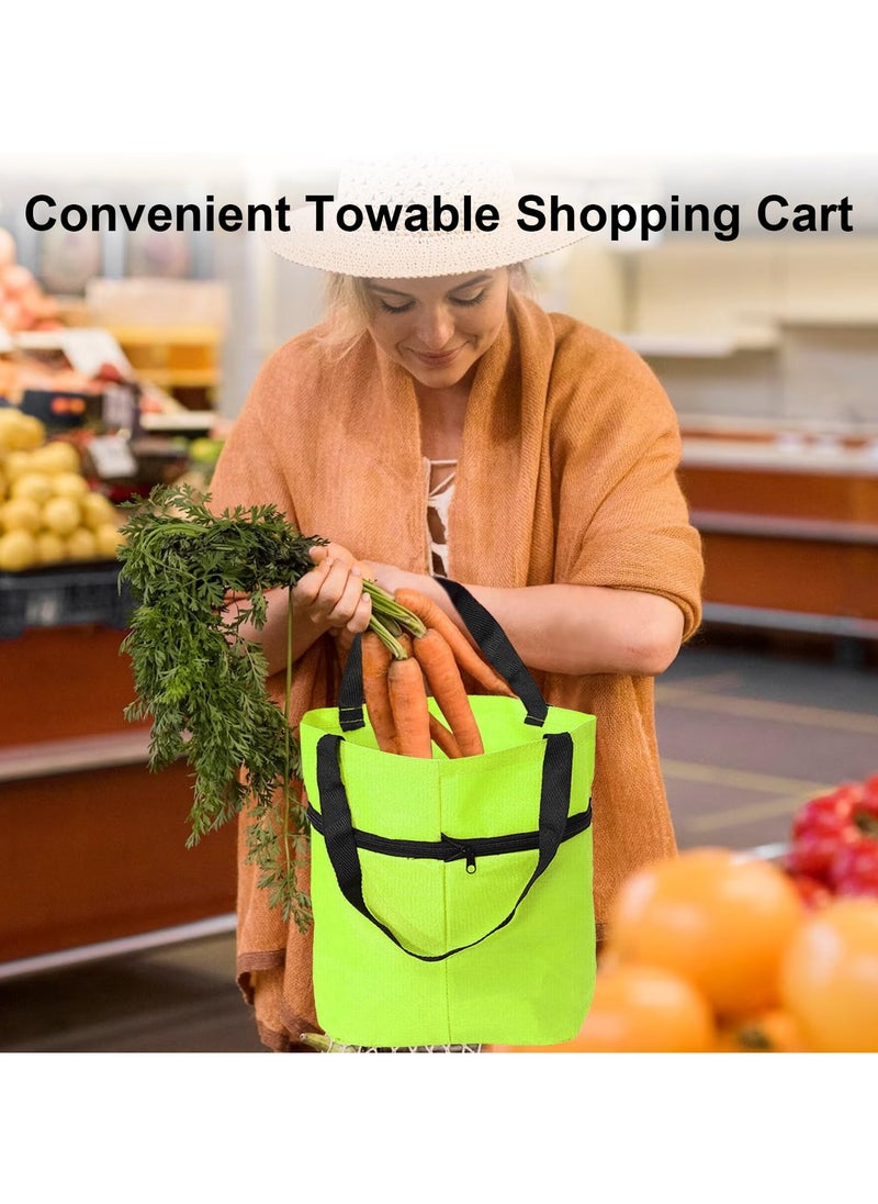 Trolley 16 Gallon Capacity Bags Folding Shopping Bag with Wheels Foldable Shopping Cart Reusable Shopping Bags Grocery Bags Shopping Trolley Bag on Wheels (Green)
