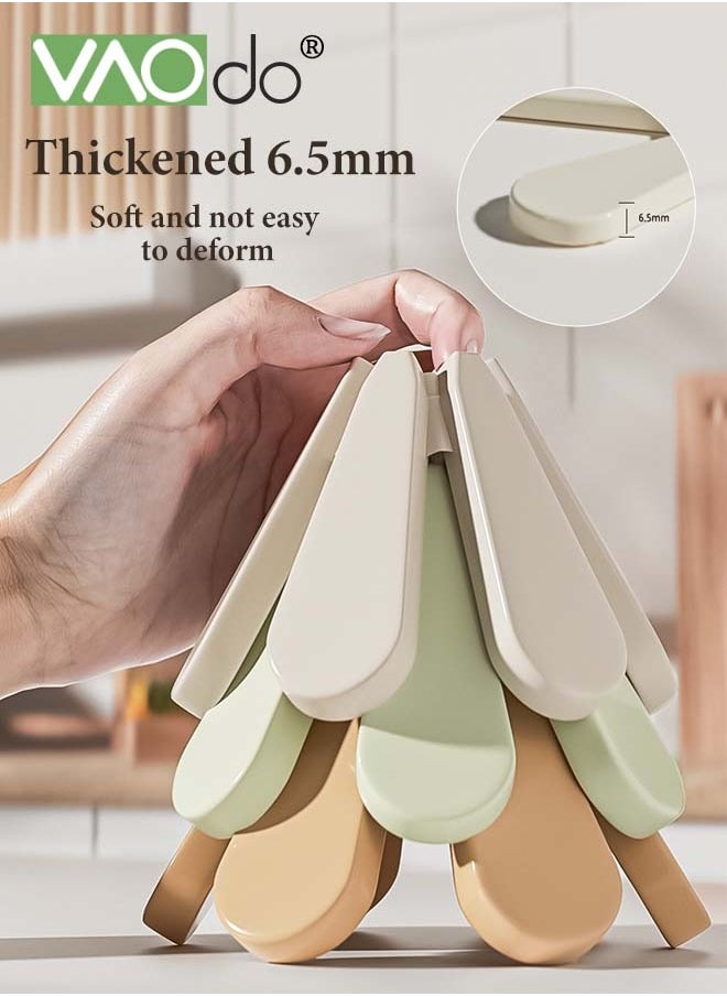 4PCS Trivets for Hot Dishes Anti-slip Foldable Tree Trivet Thickening Silicone Trivet Mats for Hot Dishes/Pot/Bowl/Teapot/Hot Pot Holders,Food Grade Silicone & BPA Free, 3 Trivet + 1 Stand